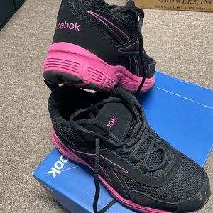 Reebok, size 7.5 Steel toe work sneakers, Black & Pink